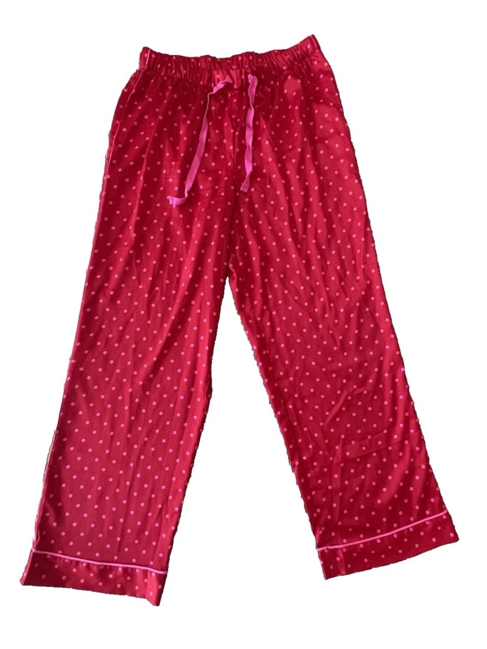 Victoria's Secret Red/Pink Satin Polka Dot Pajama Pants w/ Pockets Size M Short